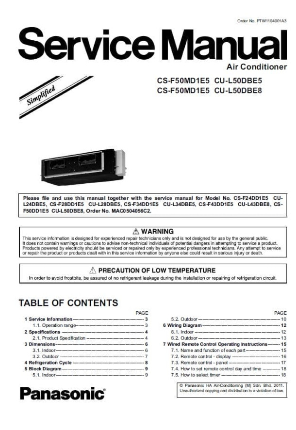 CS-F50MD1E5, CU-L50DBE5, CU-L50DBE8